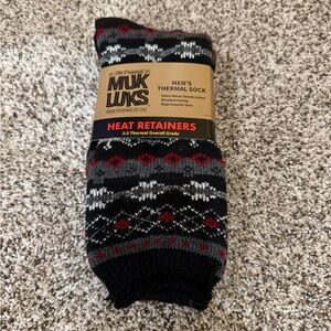 MUK LUKS Men's Thermal Socks - Black, Gray, and Red
